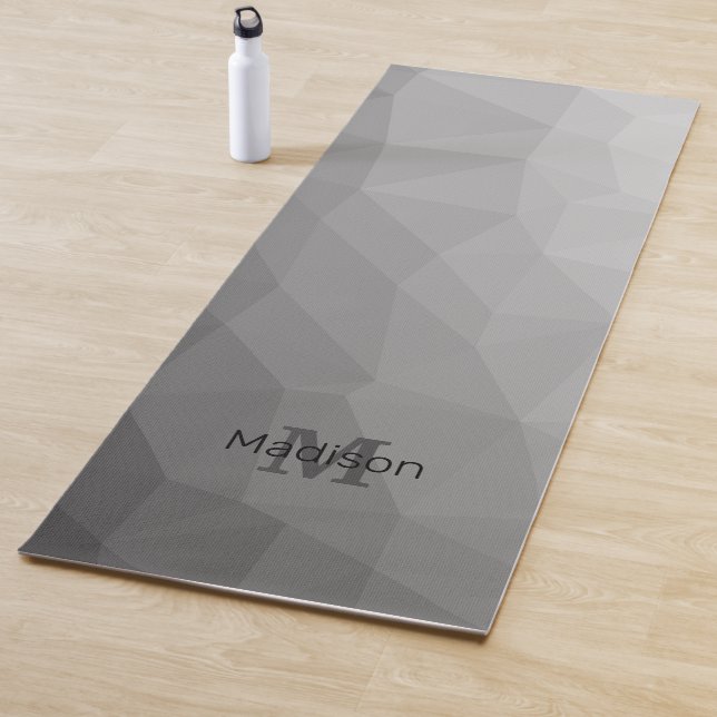 Tapis De Yoga Monogramme Motif géométrique Gris Gradient (En situation)