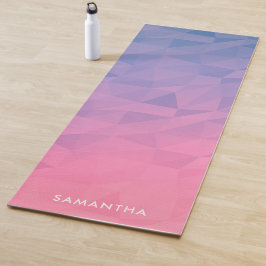 Tapis De Yoga Monogramme Motif géométrique violet et rose