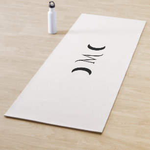 Tapis De Yoga Monogramme noir et blanc moderne des lunes de croi