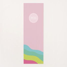 Tapis De Yoga monogramme personnalisé arc-en-ciel coloré tendanc