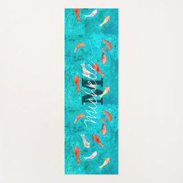 Tapis De Yoga Monogramme personnalisé Koi Fish Pond