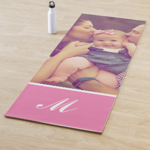 Tapis De Yoga Monogramme photo de famille personnalisé Pink Yoga