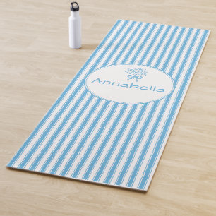 Tapis De Yoga Monogramme Prépa Rayure Bleue Blanche Fantaisiste