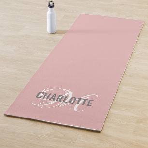 Tapis De Yoga monogramme rose vif moderne nom yoga mat