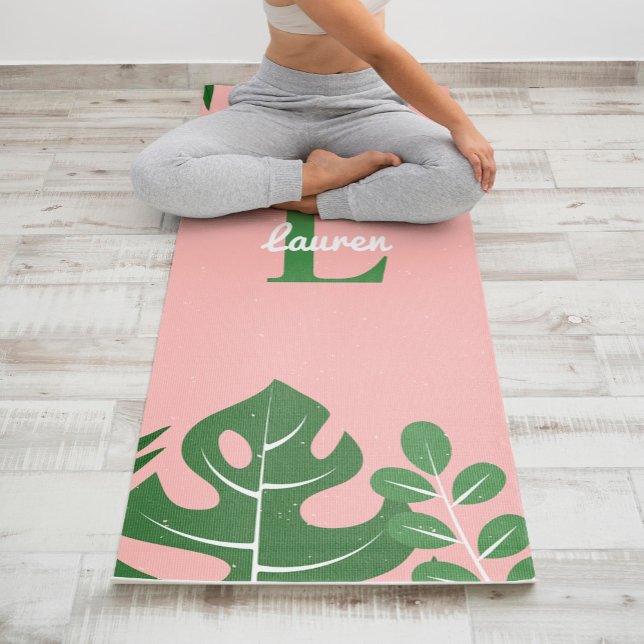 Tapis De Yoga Monogramme tendance Feuille tropicaux (Créateur téléchargé)