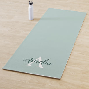 Tapis De Yoga Monogramme vert d'oeuf de canard Script Yoga Mat