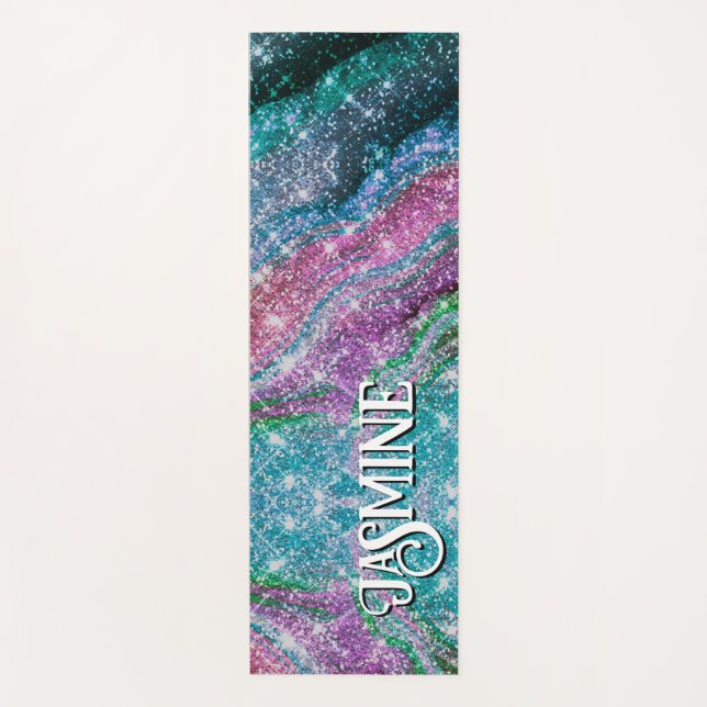 Tapis De Yoga Monographie Whimsical ondulé bleu violet Parties s (Devant)