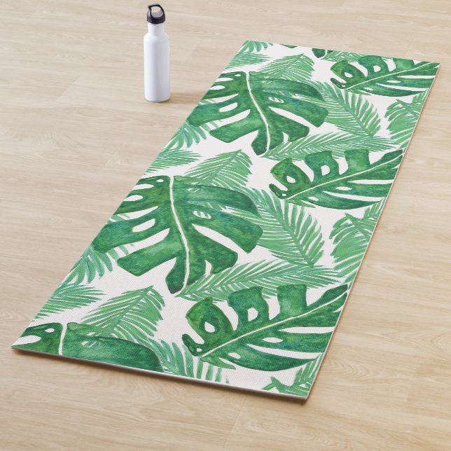 Tapis De Yoga Monstera Deliciosa Green Tropical Leaf Motif (En situation)