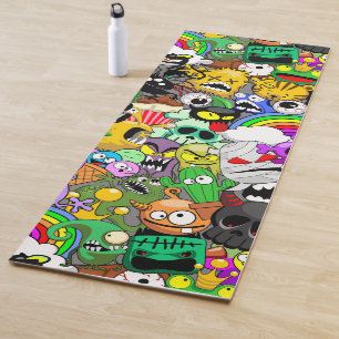 Tapis De Yoga Monstres caractères mignons Motif d'Halloween