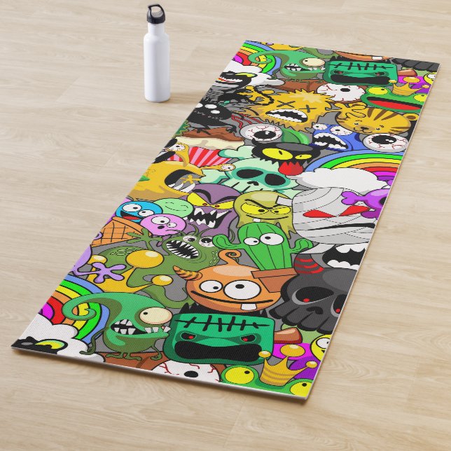 Tapis De Yoga Monstres caractères mignons Motif d'Halloween (En situation)