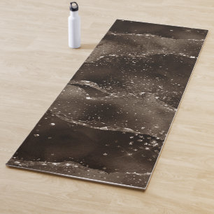 Tapis De Yoga Moody Agate Café Brown bronze doré Taupe