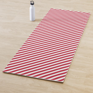 Tapis De Yoga Motif à bandes diagonales rouges et blanches