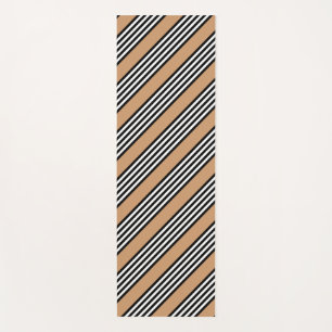 Tapis De Yoga Motif à cinq bandes noir et blanc avec bronzage