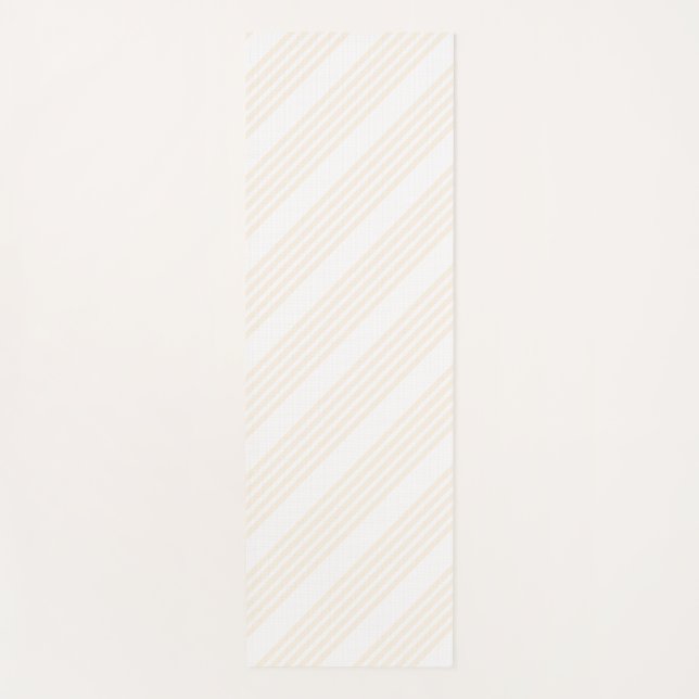Tapis De Yoga Motif à cinq rayures beige et blanc (Devant)