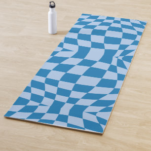Tapis De Yoga Motif À damiers bleu