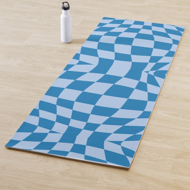 Tapis De Yoga Motif À damiers bleu (En situation)