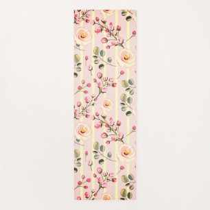 Tapis De Yoga Motif à rayures florales rose pâle