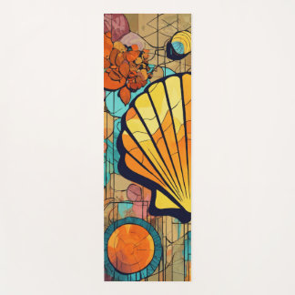 Tapis De Yoga motif abstrait : coquillage bleu marron