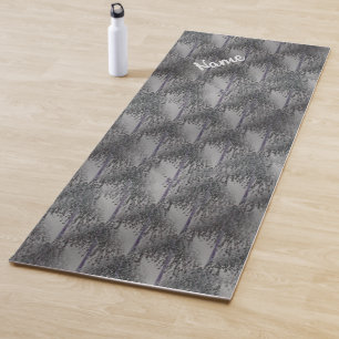 Tapis De Yoga Motif Abstrait Gris Et Arbre D'Argent Personnalisé