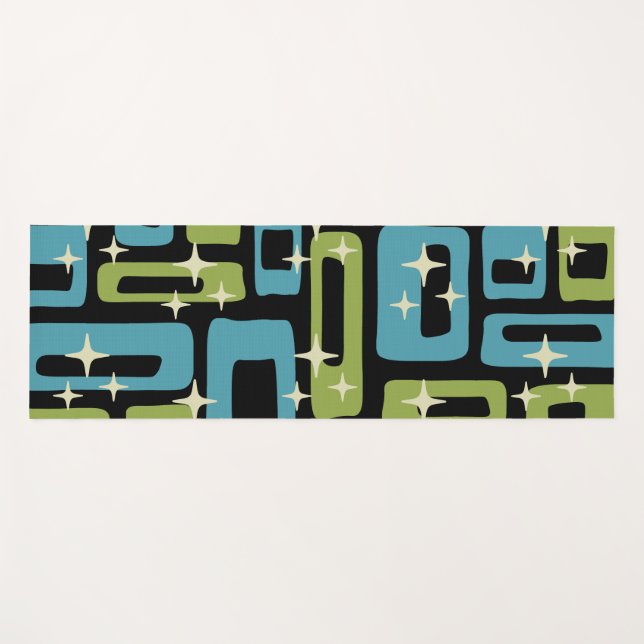 Tapis De Yoga Motif Abstrait moderne du milieu du siècle (Devant (Horizontal))