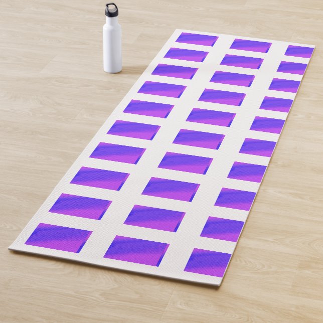 Tapis De Yoga Motif, art africain, violet et bleu (En situation)