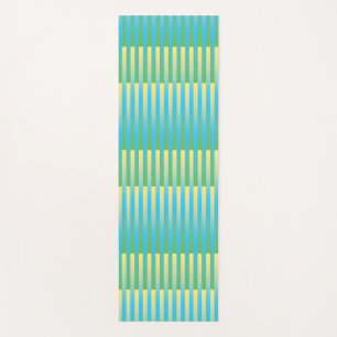 Tapis De Yoga Motif bleu jaune vert rayé