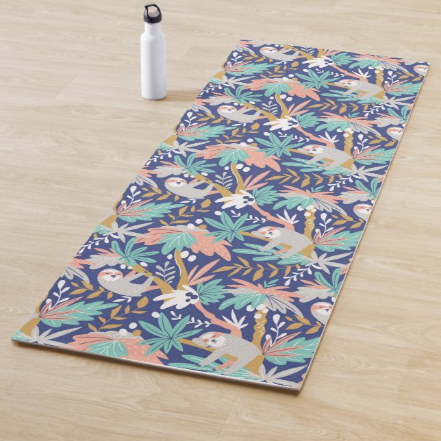 Tapis De Yoga Motif bleu tropical de paresse (En situation)