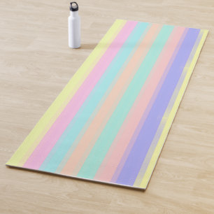 Tapis De Yoga Motif Blue Yellow Pink Green Pastel