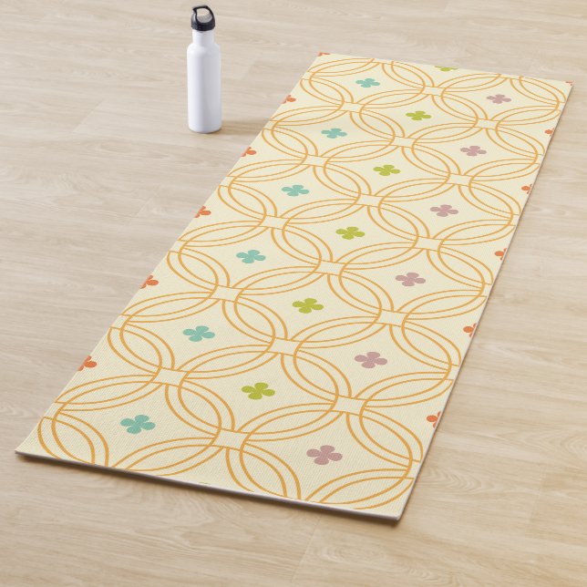 Tapis De Yoga Motif circulaire à verrouillage géométrique rétro (En situation)