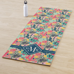 Tapis De Yoga Motif coloré de cactus de point de polka du