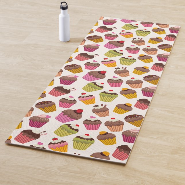 Tapis De Yoga Motif Cupcake, Motif Muffin, Chocolat, Cœurs (En situation)
