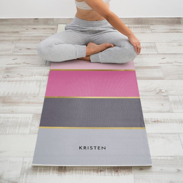 Tapis De Yoga Motif de bandes chic personnalisé (Créateur téléchargé)