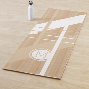 Tapis De Yoga Motif De Blocage Moderne Personnalisé En Bois Fau