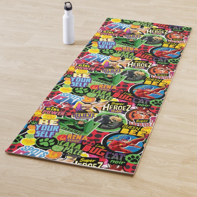Tapis De Yoga Motif de caractères superhéros miraculeux (En situation)