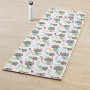Tapis De Yoga Motif De Chats, Chats Mignons, Chatons, Poisson