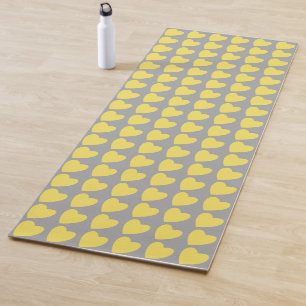 Tapis De Yoga Motif de coeur gris-jaune tendance