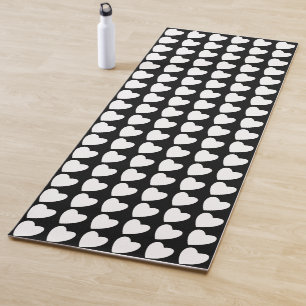 Tapis De Yoga Motif de coeur noir et blanc moderne