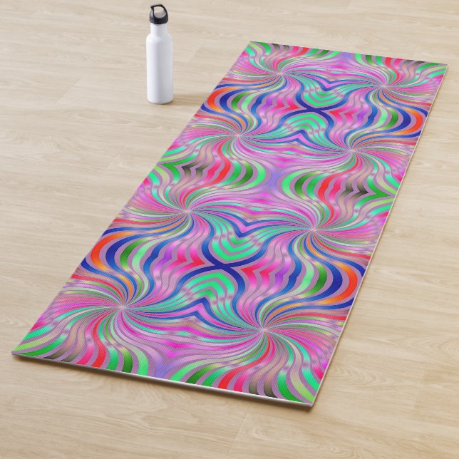 Tapis De Yoga Motif de Courbe violette Boho Yoga Mat (En situation)