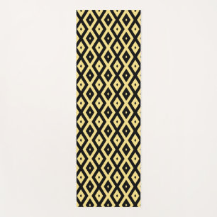 Tapis De Yoga Motif de diamant jaune citron et noir