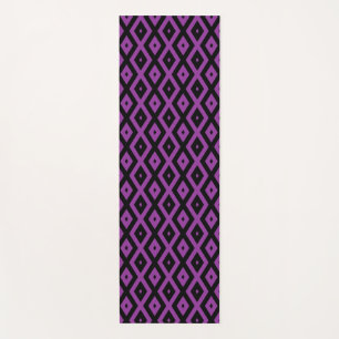 Tapis De Yoga Motif de diamants violet et noir