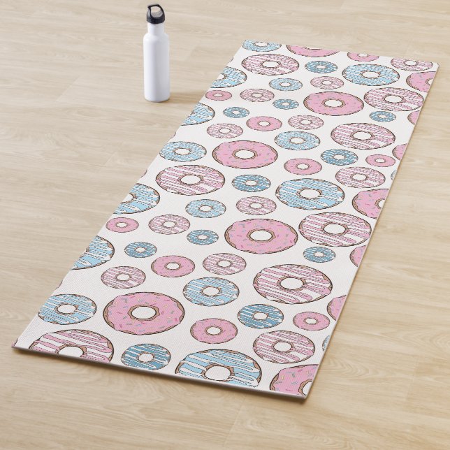 Tapis De Yoga Motif De Donuts, Donuts Roses, Donuts Bleus (En situation)