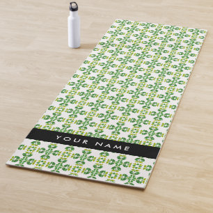Tapis De Yoga Motif de feuille, feuilles vertes, votre nom