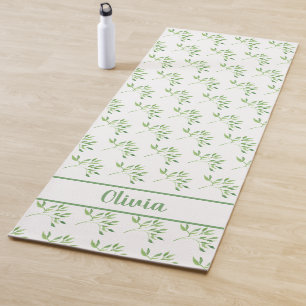 Tapis De Yoga Motif de feuilles vertes personnalisées