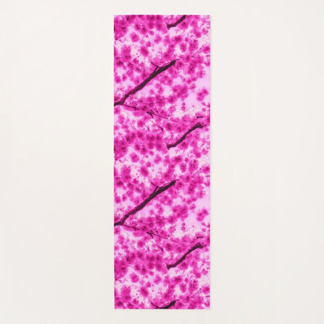 Tapis De Yoga Motif de fleurs de cerisier d'aquarelle (Devant)