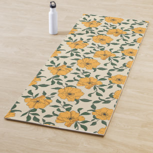 Tapis De Yoga Motif de fleurs de crapaud orange