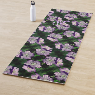 Tapis De Yoga Motif de fleurs de géranium violet personnalisé