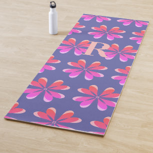 Tapis De Yoga Motif de fleurs rétro de périphérie de monogramme