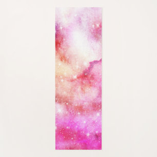 Tapis De Yoga Motif de galaxie rose et rouge