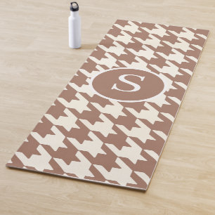 Tapis De Yoga Motif de Houndstooth Mocha Mousse et blanc