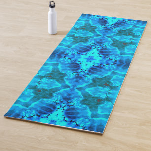 Tapis De Yoga Motif de kaléidoscope bleu glace givrée
